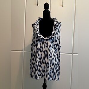 Crown & Ivy Black and White and Blue Patterned Blouse